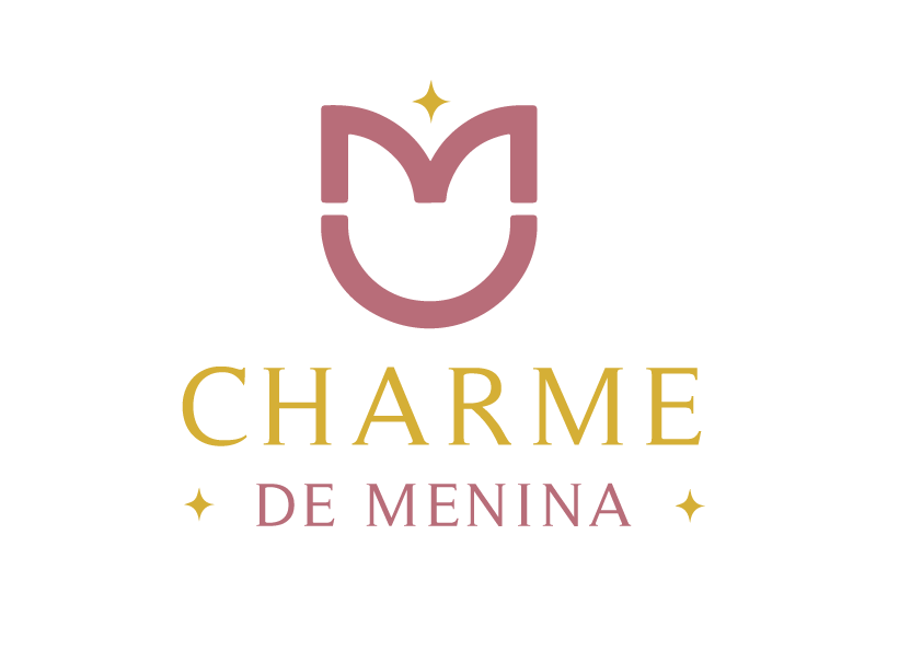 Logotipo Charme de Menina com símbolo, nome e assinatura