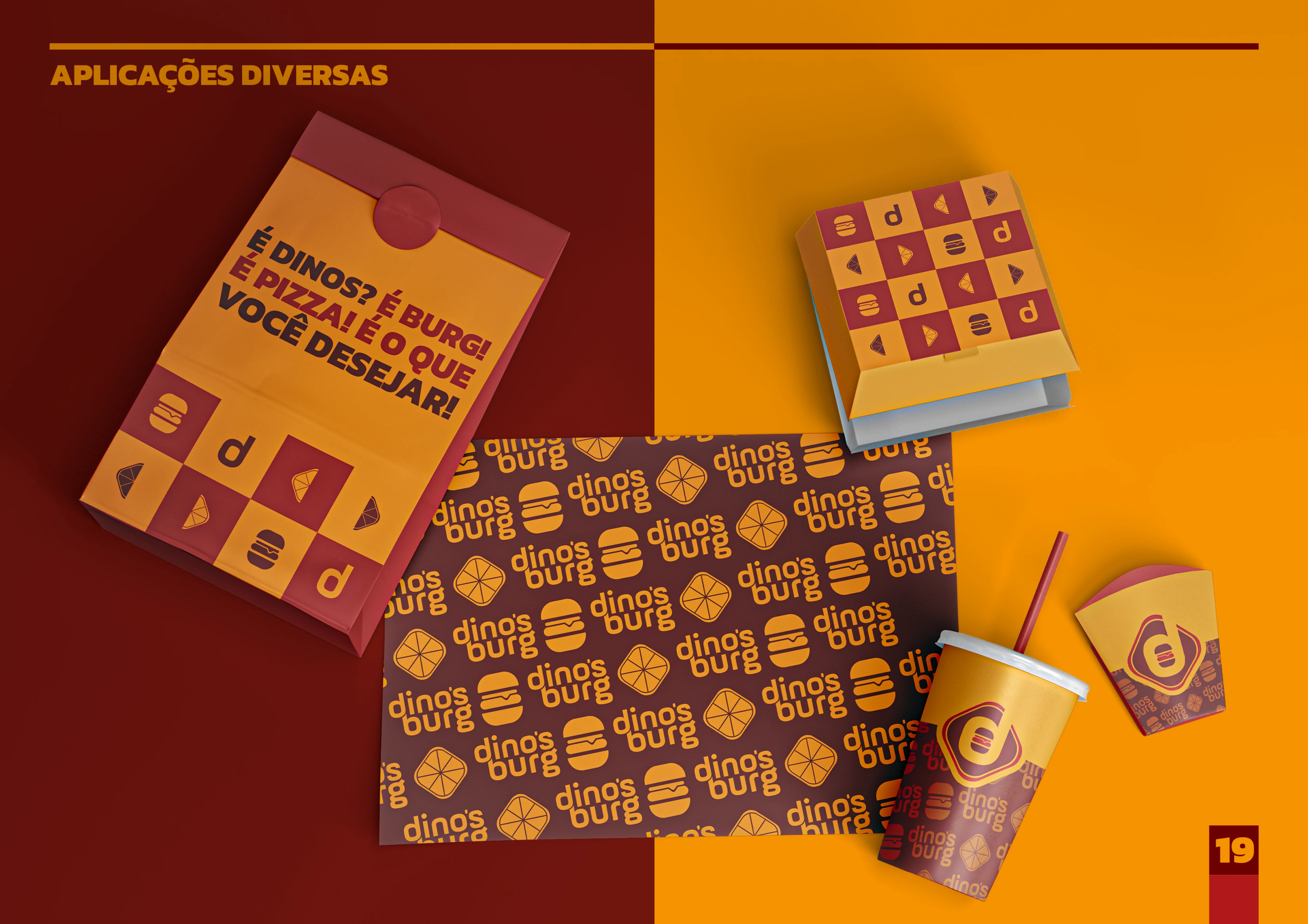 Materiais impressos da identidade Dinosburg