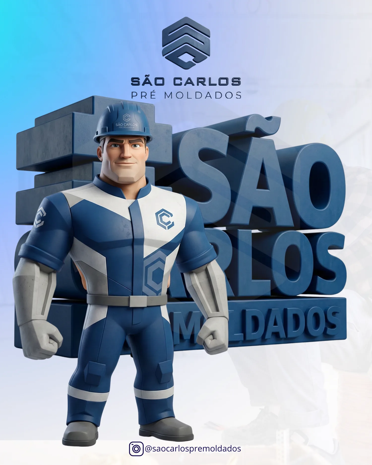 Mascote e identidade da São Carlos Pré-moldados